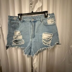 Distressed Denim Shorts